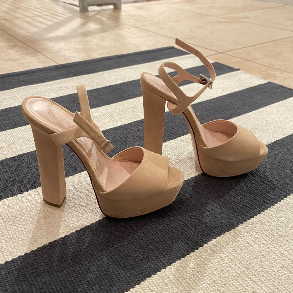 Schutz Nude Suede Platform Heels- worn once!